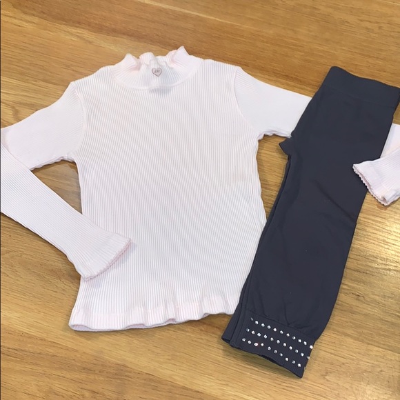 Lili Gaufrette Other - Lili Gaufrette~Pink Ribbed Turtleneck & Gap Tights